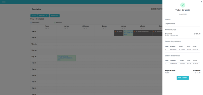 Ticket de Venta - Agenda Smart